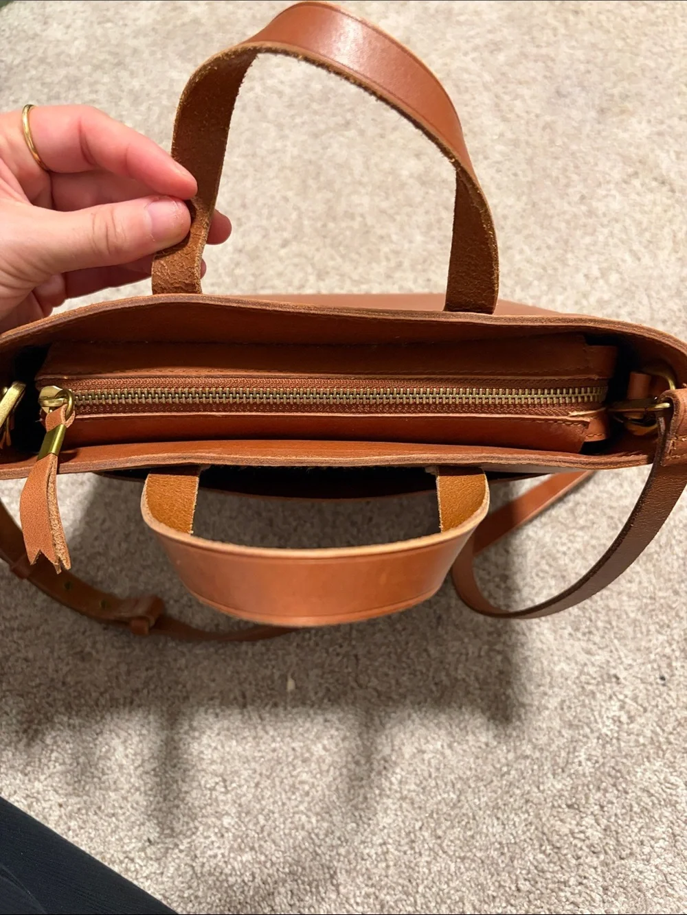 Madewell The Medium Transport Tote Leather Crossbody Bag English Saddle Brown